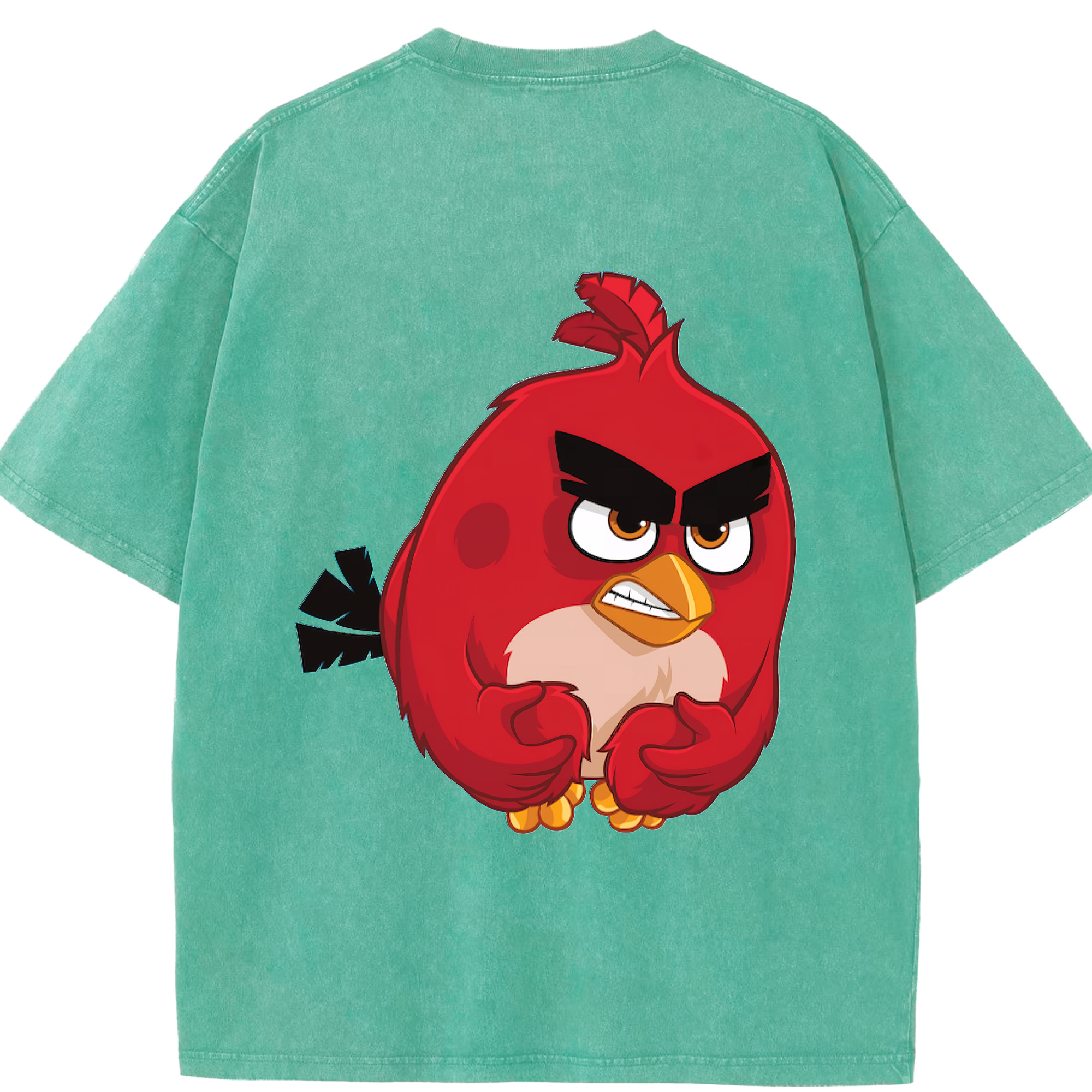 （画像用） Angry Birds アングリーバード 綿100% ヴィンテージ風 半袖Tシャツ（背面プリント）